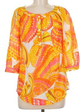 Trina Turk Banana Republic Collection Sz 0 Silk Blend Retro Style Summer Blouse
